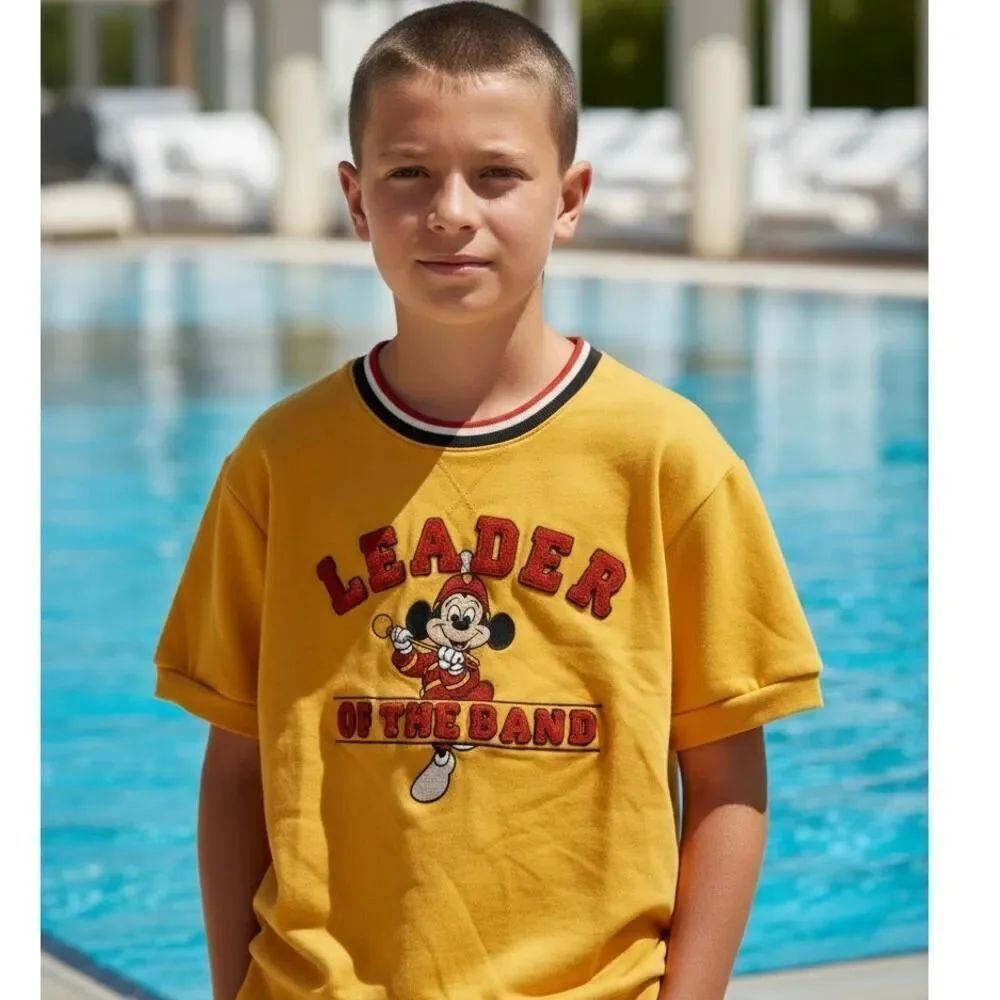 Disney Boys Orange "Leader of the Band" Short Sleeve Sweatshirt - Size: M